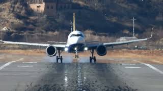 Stunning A320 Landing at Paro Airport Bhutan - View from Runway's Far End