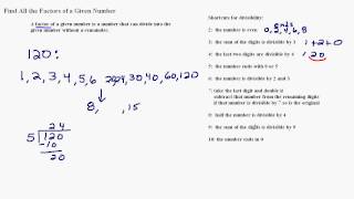 Finding Factors and Divisibility Tests