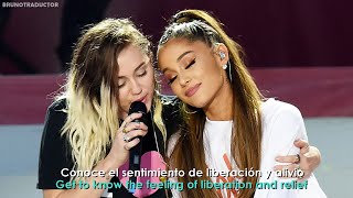 Miley Cyrus & Ariana Grande - Don't Dream It's Over // Lyrics + Español // One Love Manchester