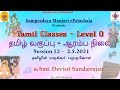 12 Level 0 02-05-2021 Thamizh Classes by Smt Devisri Sundarrajan - Lets start reading inTamizh part1