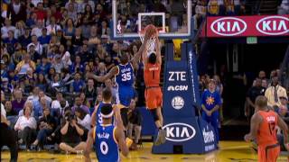 Kevin Durant's Chase Down Block Leads to a Stephen Curry Three-Pointer