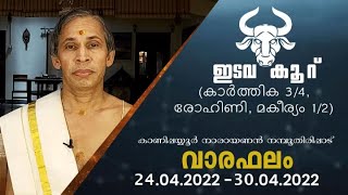 ഇടവം  രാശിക്കാരുടെ ഈ ആഴ്ച്ചയിലെ വാരഫലവുമായി കാണിപ്പയ്യൂർ നാരായണൻ നമ്പൂതിരിപ്പാട്.