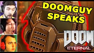 GAMERS REACT To DOOMGUY SPEAKING / Doomslayer Talking || DOOM Eternal Reaction