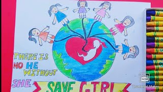Save Girl Child poster drawing👰INTERNATIONAL save Girl child drawing👰Save girl child easy drawing