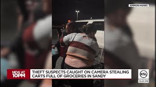 Theft suspects caught on camera stealing carts full of groceries in Sandy