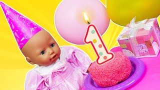 Happy birthday, baby Annabell doll! Cooking toy food for baby born doll & Baby dolls videos for kids