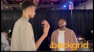 NBA sensation Victor Wembanyama chats with Carmelo Anthony in Las Vegas