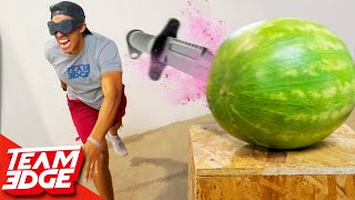 Blind Knife Throwing Challenge!!