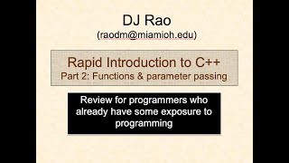Part 2: Functions/Methods and parameter-passing