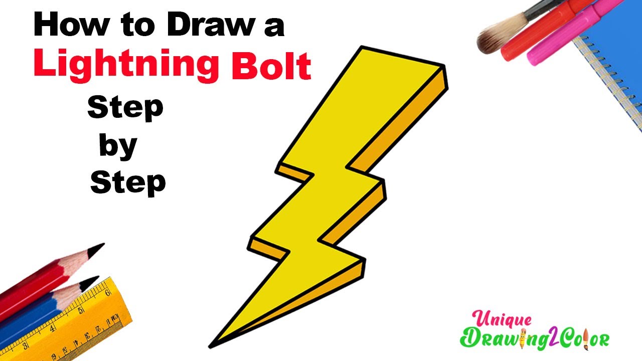 How To Draw A Lightning Bolt Step By Step Drawing Tutorial Youtube