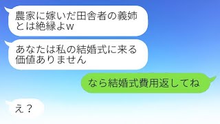 農家に嫁いだ私を貧乏だと思って結婚式に招待しなかった弟の嫁「田舎の義姉とは絶縁するわw」→そのクズ女に私の正体を明かした時の反応がwww