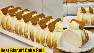 Best Biscoff Cake Roll |easy cake roll|❗️valentines gift ideas ❗️cake roll recipe| Bake N Roll