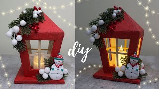 МК НОВОГОДНИЙ ФОНАРЬ СВОИМИ РУКАМИ ИЗ КАРТОНА 🎄 DIY CHRISTMAS DECOR🎄 ¿Cómo hacer un FAROL NAVIDEÑO?