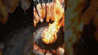 Slow-smoked Pork Belly Chicharron on a pit barrel 😮‍💨🔥 #BBQ #Grill #Smoker #Food #PorkBelly