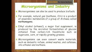 Microorganisms and Industry; How Microorganisms affect different industries L009