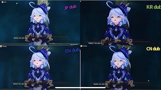 Furina laughing in 4 separate personalities (JP EN CN KR)