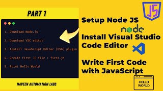 #1 - Setup Node JS, Install Visual Studio Code Editor, Write First Code with JavaScript