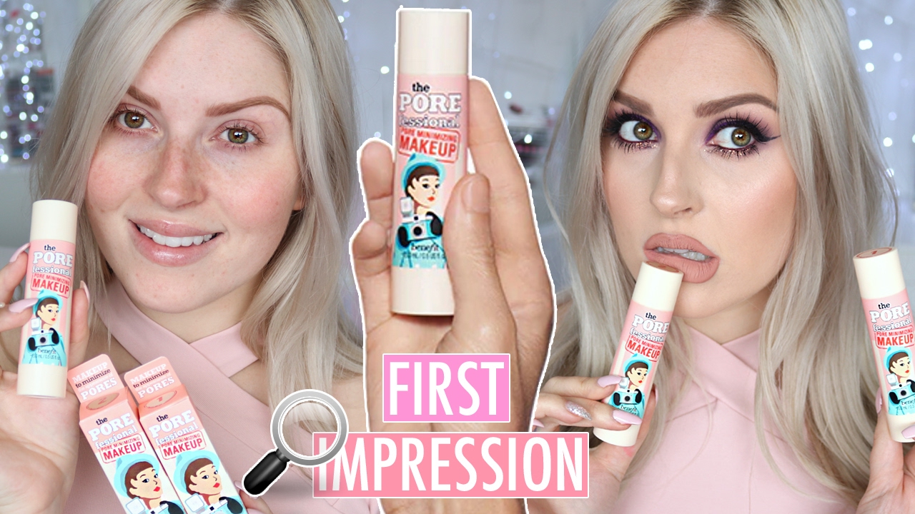 BENEFIT Pore Minimizing Makeup 💜 NEW MAKEUP 🤔 FIRST IMPRESSION REVIEW ...