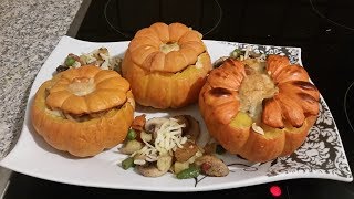 Ofenrezept: super leckerer Mini Kürbis vegetarisch gefüllt (gesund und lecker)- filled pumpkin vegan