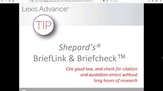 Shepard's BriefLink and BriefCheck Tip 2018