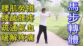 腰肌勞損，每天馬步轉體10下，舒緩腰部壓力，氣血通了，腰不累【武醫張鵬養生】