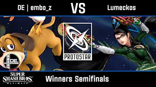 DE | embo_z (Duck Hunt) vs Lumeckos (Bayonetta) - Ultimate Winners Semifinals - Protostar #34