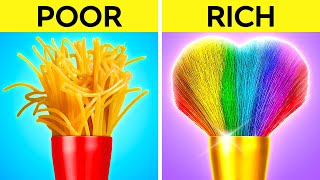 RICH VS POOR ART CHALLENGE ! DRAWING TIPS & HACKS YOU NEED TO KNOW BY 123 GO! FOOD