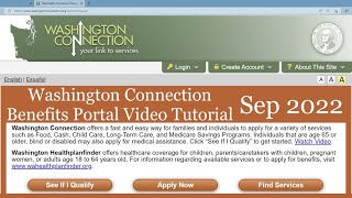 Washington Connection Online Benefits Application Instruction Video - Sep 27, 2022