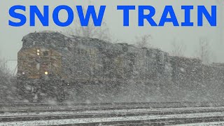 CSX Train In The Snow! Triple Train Meet CSX  Meets CP Meets CSX Train! GP40-3 SpongeBob Unit! DPU!