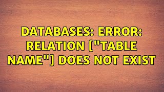 Databases: Error: Relation ["table name"] does not exist