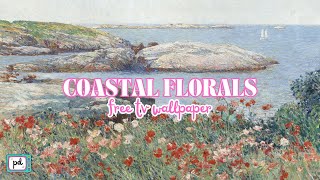 COASTAL FLORAL FREE TV WALLPAPER | SUMMER FLORALS COASTAL FRAME TV ART OIL PAINTING @PRIMPEDDESIGN