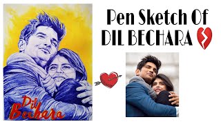 Dil Bechara outline drawing | Dil Bechara poster drawing | Sushant singh rajput drawing