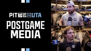 Mikhail Sergachev, Michael Carcone and André Tourigny | 01.29 Postgame Media