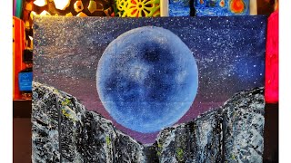 FULL MOON PAINTING |HOMEMADE CANVAS | ACRYLIC PAINTING