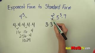 Convert From Exponent to Standard Form - Pre-algebra Lessons For 3rd, 4th, 5th, 6th, 7th Grade Math