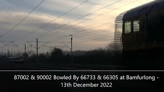 87002 \u0026 90002 Bowled By 66733 \u0026 66305 at Bamfurlong - 13th December 2022