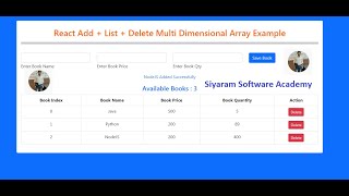 React Add + List + Delete Multi Dimensional Array CRUD Operation Example