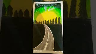 omkar art drawing of beautiful scenery with a road please subscribe🙏🙏