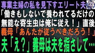 【スカッとする話】専業主婦の私を見下すエリート会社員の夫「俺に養われて楽な生活送ってる自覚ある？寄生虫は俺に従え」同居の義母「あんたが従うべきでしょ？」夫「は？」直後、スカッとする話