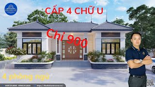 NHÀ CẤP 4 mái nhật 4 phòng ngủ CHỮ U ĐẸP NHẤT Thái Nguyên chỉ 900 TRIỆU do KIẾN TRÚC VIỆT  thiết kế