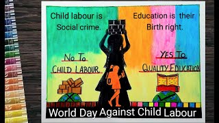 Stop Child Labour meaningful poster drawing l World Day Against Child Labour drawing step by step