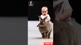 Little Baby Riding a Rabbit