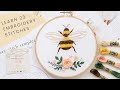 'Bee'-ginner Stitch Sampler | Learn 23 Different Beginner Embroidery Stitches!