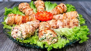 Закусочные ТРУБОЧКИ ИЗ КУРИЦЫ. Новый Рецепт Новогоднего Салата!!! Просто Бомба!!