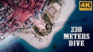 DIVE 230 MT FROM PYLON  |  CINEMATIC FPV | CAPO PELORO SICILY | 4K FOOTAGE