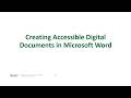 Creating Accessible Digital Documents in Microsoft Word