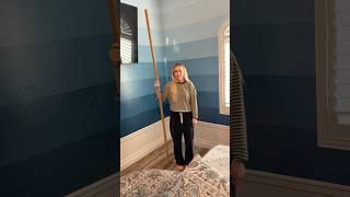 Ready for my unexpected guests 🤪💙☁️ #painting #DIY blue gradient striped walls for guest bedroom