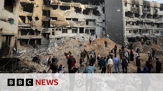 Mass graves at hospital in Gaza after Israel withdrew its forces | BBC News