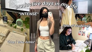 STUDY VLOG | VERY productive days in my life | cramming a month of work, how i take notes & books ☁️