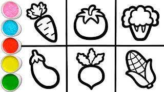 🥕🥦🍅 8 Healthy Vegetables Drawing, Painting & Coloring | Healthy Habits for Kids, Toddlers #431